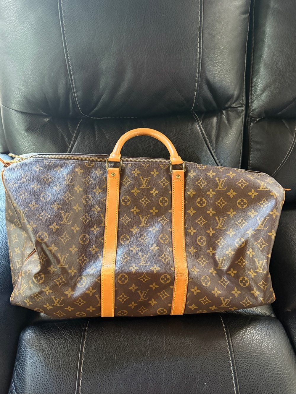 Louis Vuitton Monogram Canvas Travel Duffel in Brown and Tan